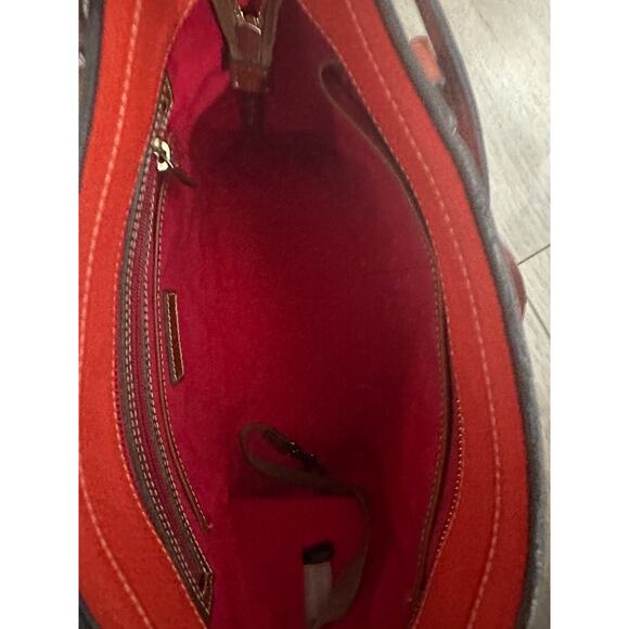 Dooney & Bourke Pebble Grain Leather Small Lexington Handbag Red Orange - Picture 6 of 9